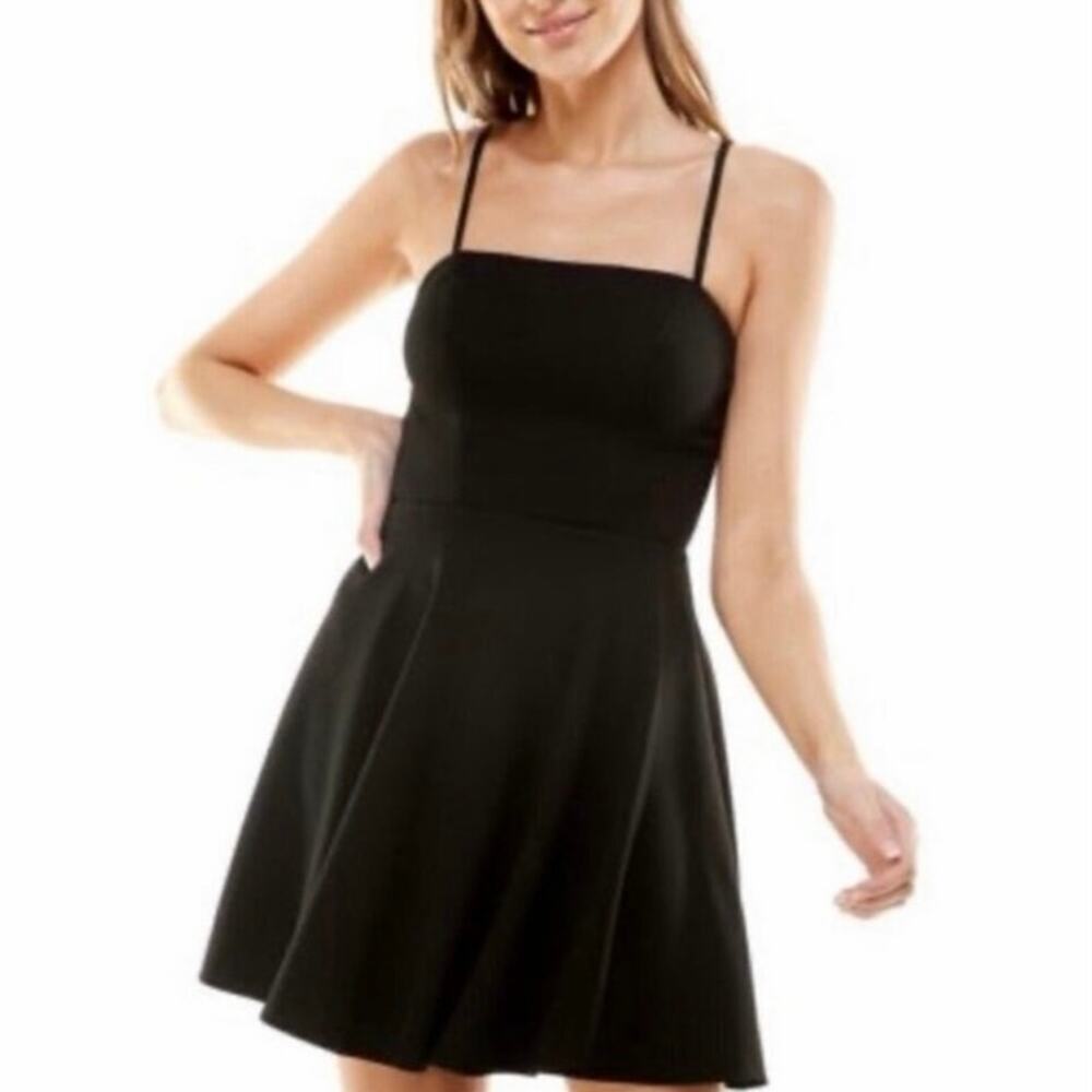 B. Darlin Black Fit & Flare Spaghetti Strap Mini Dress Juniors Size 9/10 Medium